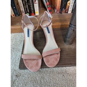 Stuart Weitzman Womens Pink Ankle Strap Heels Suede Size 10 Wedding Shoes
